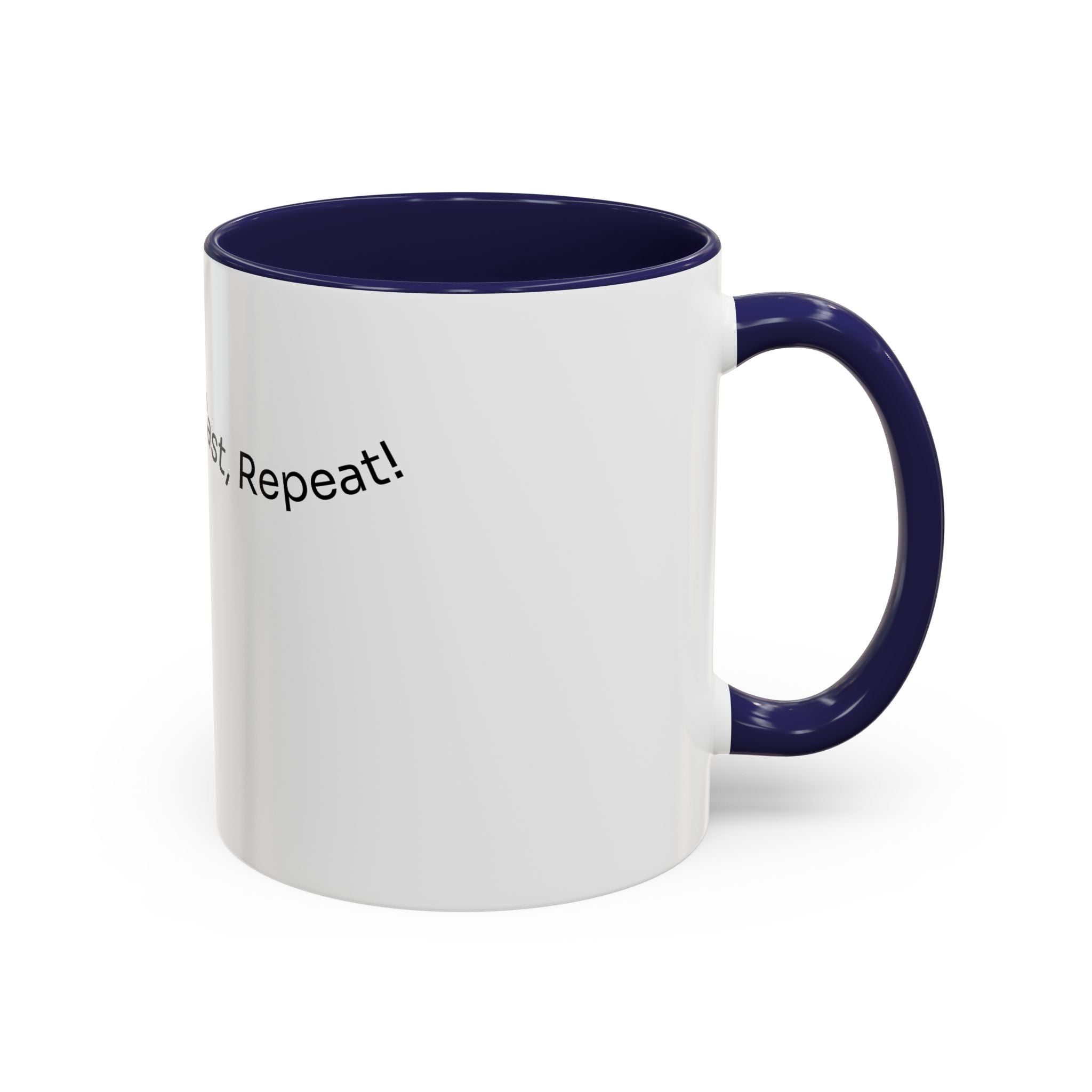 Coffee Mug — “Coffee, Cast, Repeat!” Accent Mug (Black Handle)