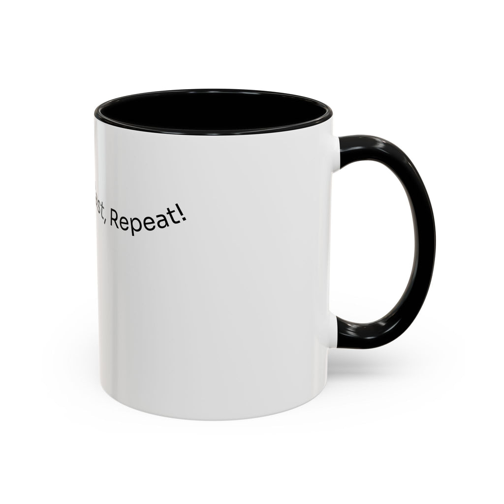 Coffee Mug — “Coffee, Cast, Repeat!” Accent Mug (Black Handle)