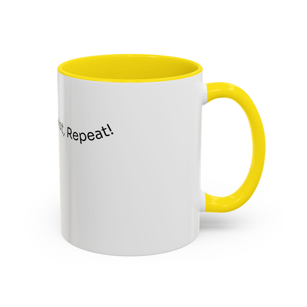 Coffee Mug — “Coffee, Cast, Repeat!” Accent Mug (Black Handle)