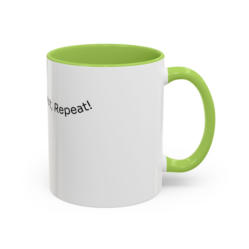 Coffee Mug — “Coffee, Cast, Repeat!” Accent Mug (Black Handle)